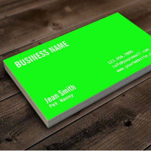Pet Nanny Schlicht Neon Green Visitenkarte