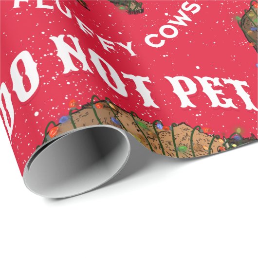 Pet nicht die flauschigen Kühe Weihnachtsgelbstein Geschenkpapier (Rolleneckpunkt)
