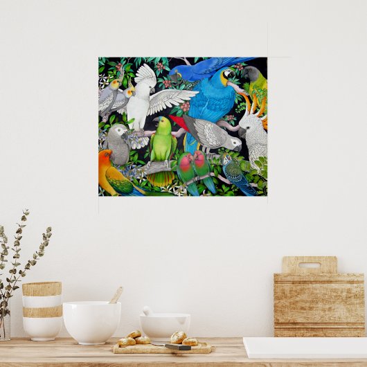 Pet Parrots of the World Poster (Küche)