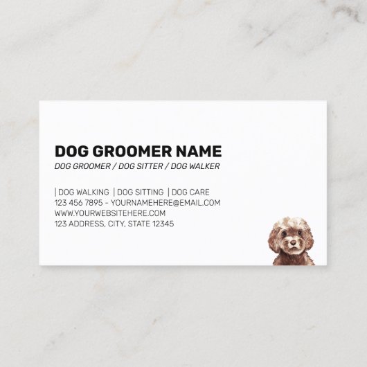 Pet Pattern Brown Cocker Spanisch Curl Dog Visitenkarte (Rückseite)