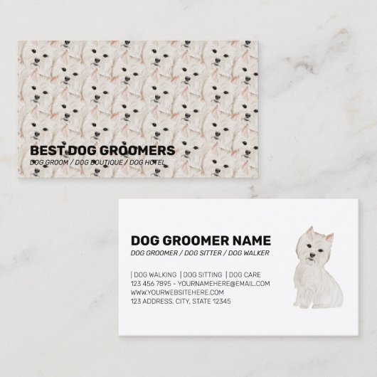 Pet Pattern West Highland Terrier Dog Visitenkarte (Vorne/Hinten)