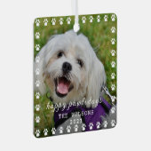 Pet Paw druckt das Foto Personalisierter Hundebeze Ornament Aus Metall (Vorderseite Rechts)