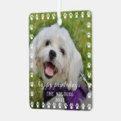 Pet Paw druckt das Foto Personalisierter Hundebeze Ornament Aus Metall (Vorderseite links)