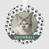 Pet Paw druckt grünes Personalisiertes Cat Name Fo Ornament (Vorderseite)