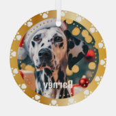 Pet Paw druckt Personalisiertes Pet Name Foto Ornament Aus Glas (Rückseite)