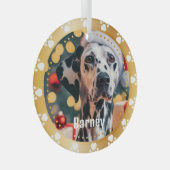 Pet Paw druckt Personalisiertes Pet Name Foto Ornament Aus Glas (Vorderseite Rechts)