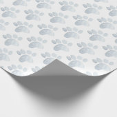 Pet Paw Print Aquarell Kunst, grau Spaß Geschenkpapier (Ecke)