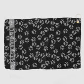 Pet Paw Print Black und Grau Custom Golf Handtuch (Horizontal)