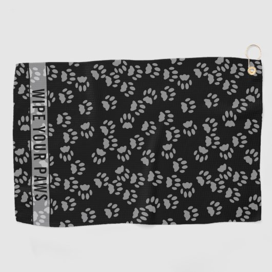 Pet Paw Print Black und Grau Custom Golf Handtuch (Horizontal)