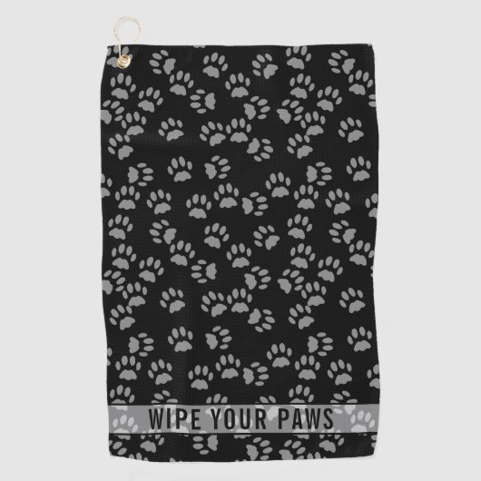 Pet Paw Print Black und Grau Custom Golf Handtuch (Vorderseite)