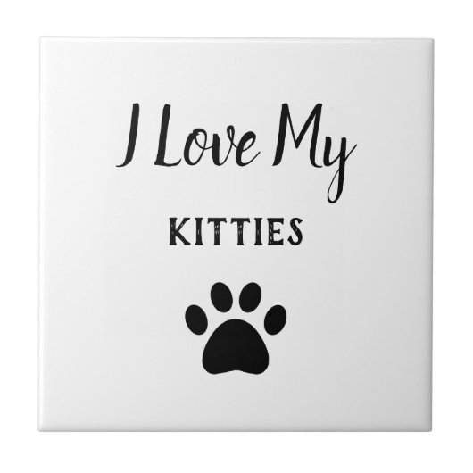 Pet Paw Print Cats Schwarz-weiß Fliese (Vorderseite)