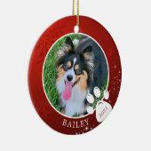 Pet Paw Print Christmas Red Snowflake Stars Foto Keramik Ornament (Rechts)