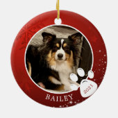 Pet Paw Print Christmas Red Snowflake Stars Foto Keramik Ornament (Hinten)