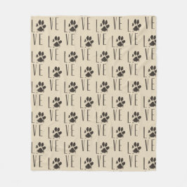 Pet Paw Print Liebe Typografie Muster Fleecedecke