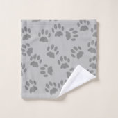 Pet Paw Print Muster Monogram Grau Bath Handtuch S Badhandtuch Set (Waschlappen)