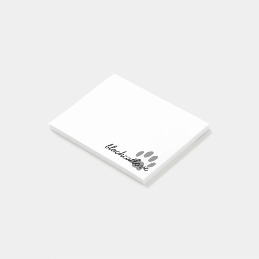 Pet Paw Print Personalisiert Chat Lover White Post-it Klebezettel (angewinkelt)