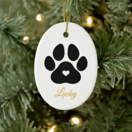 Pet Paw Print Personalisiert Gold Pet Name Foto Keramik Ornament