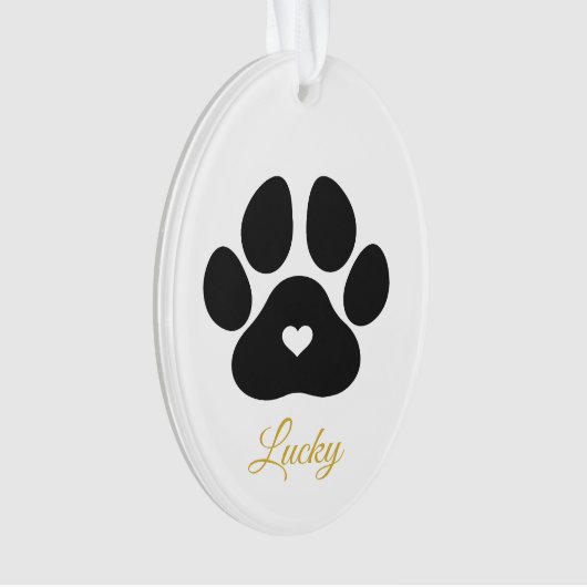 Pet Paw Print Personalisiert Gold Pet Name Foto Ornament (Vorderseite)