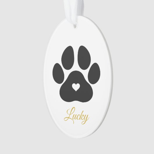 Pet Paw Print Personalisiert Gold Pet Name Foto Ornament (Vorderseite)
