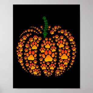 Pet Paw Print Pumpkin Paw Pumpkin Fall Thanksgivin Poster