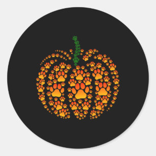 Pet Paw Print Pumpkin Paw Pumpkin Fall Thanksgivin Runder Aufkleber