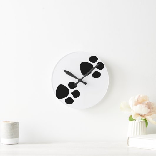 Pet Paw Print Wall Art of Wooden Picture Ledge Runde Wanduhr (Zuhause)
