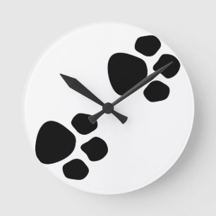 Pet Paw Print Wall Art of Wooden Picture Ledge Runde Wanduhr