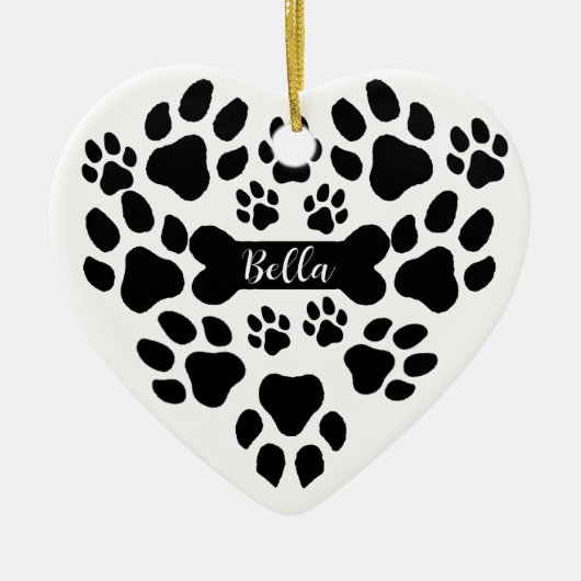 Pet Paws Christmas Ornament Heart Shaped Dog Paw (Vorne)