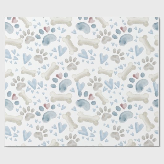 Pet Paws Knochen und Herz Geschenkpapier (Flach)