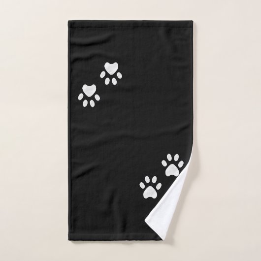 Pet Paws & Monogram auf dem Black-Bath-Handtuch-Se Badhandtuch Set (Handtuch)