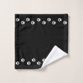 Pet Paws & Monogram on Black Badhandtuch Set (Waschlappen)