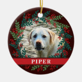 Pet Personalisiert Brown Foto Weihnachtskranz Keramik Ornament (Vorne)
