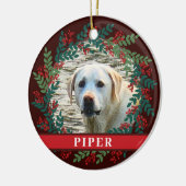 Pet Personalisiert Brown Foto Weihnachtskranz Keramik Ornament (Links)