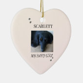 Pet Photo Blush Design with Holiday Paw Prints Keramik Ornament (Rechts)