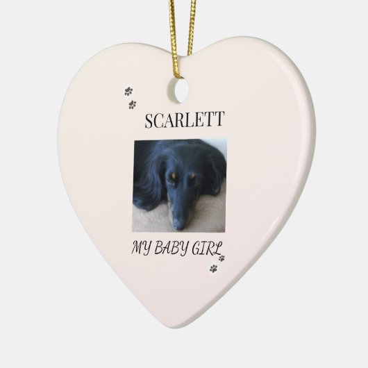 Pet Photo Blush Design with Holiday Paw Prints Keramik Ornament (Links)