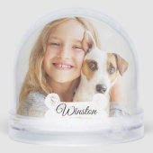 Pet Photo Collage Dog Bone Pet Name Sweet keepsake Schneekugeln (Rückseite)