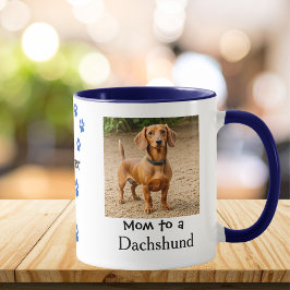 Pet Photo Dachshund Paw Blue Personalize Tasse