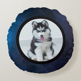 Pet photo - dark blue rundes kissen