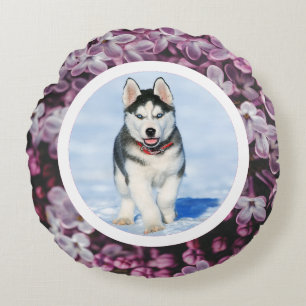 Pet photo - flower background rundes kissen