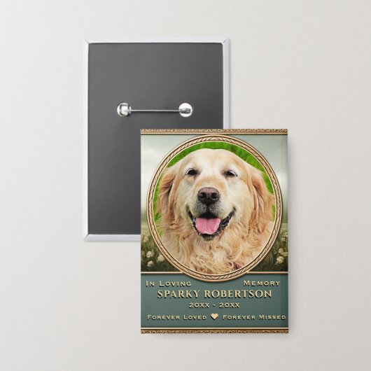 Pet Photo Memorial Button (Vorderseite/Rückseite)