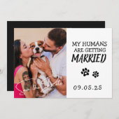 Pet Photo Modern Simple Black and White Wedding Einladung (Vorne/Hinten)