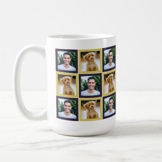 Pet Photo Patchwork Squares Pattern Mom Dad Kaffeetasse (Links)