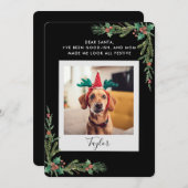 Pet Photo Script Funny Dog Christmas Feiertagskarte (Vorne/Hinten)