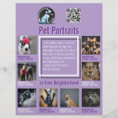 Pet Photography Session Flyer With QR Code & Tear‑ (Vorne)
