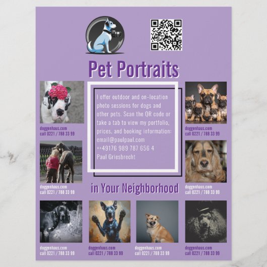 Pet Photography Session Flyer With QR Code & Tear‑ (Vorne)