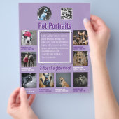 Pet Photography Session Flyer With QR Code & Tear‑ (Hand)