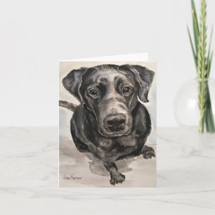 Pet Portrait - Black Lab - Young Pup Karte