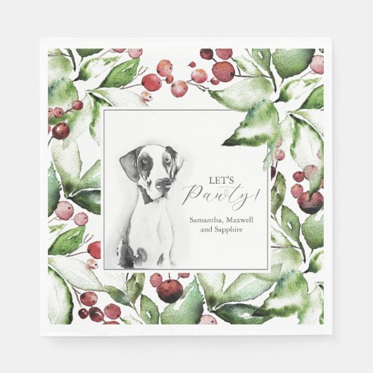 Pet Portrait Christmas Cocktail Napkins Serviette (Vorderseite)