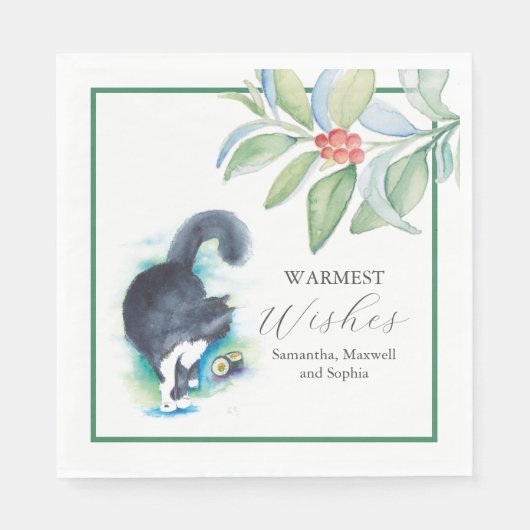 Pet Portrait Christmas Cocktail Napkins Serviette (Vorderseite)