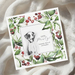 Pet Portrait Christmas Cocktail Napkins Serviette